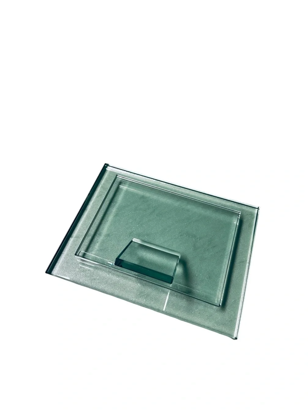 Vintage 2000s Solid Clear Glass Floating Picture Luxury Tabletop Frame 4x6